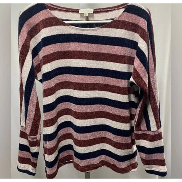 CHENAULT Striped Chenille Pullover Sweater - Picture 1 of 4